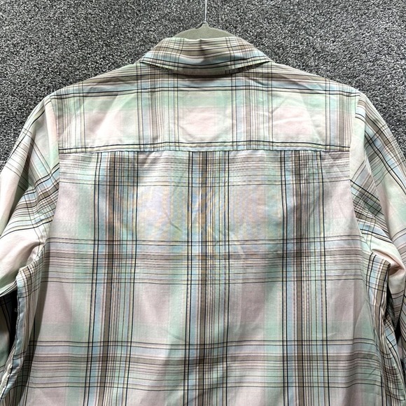 Pendleton Button‎ Up Blouse Top Women 6 Green Plaid Long Sleeve Pockets Cotton - Picture 9 of 12